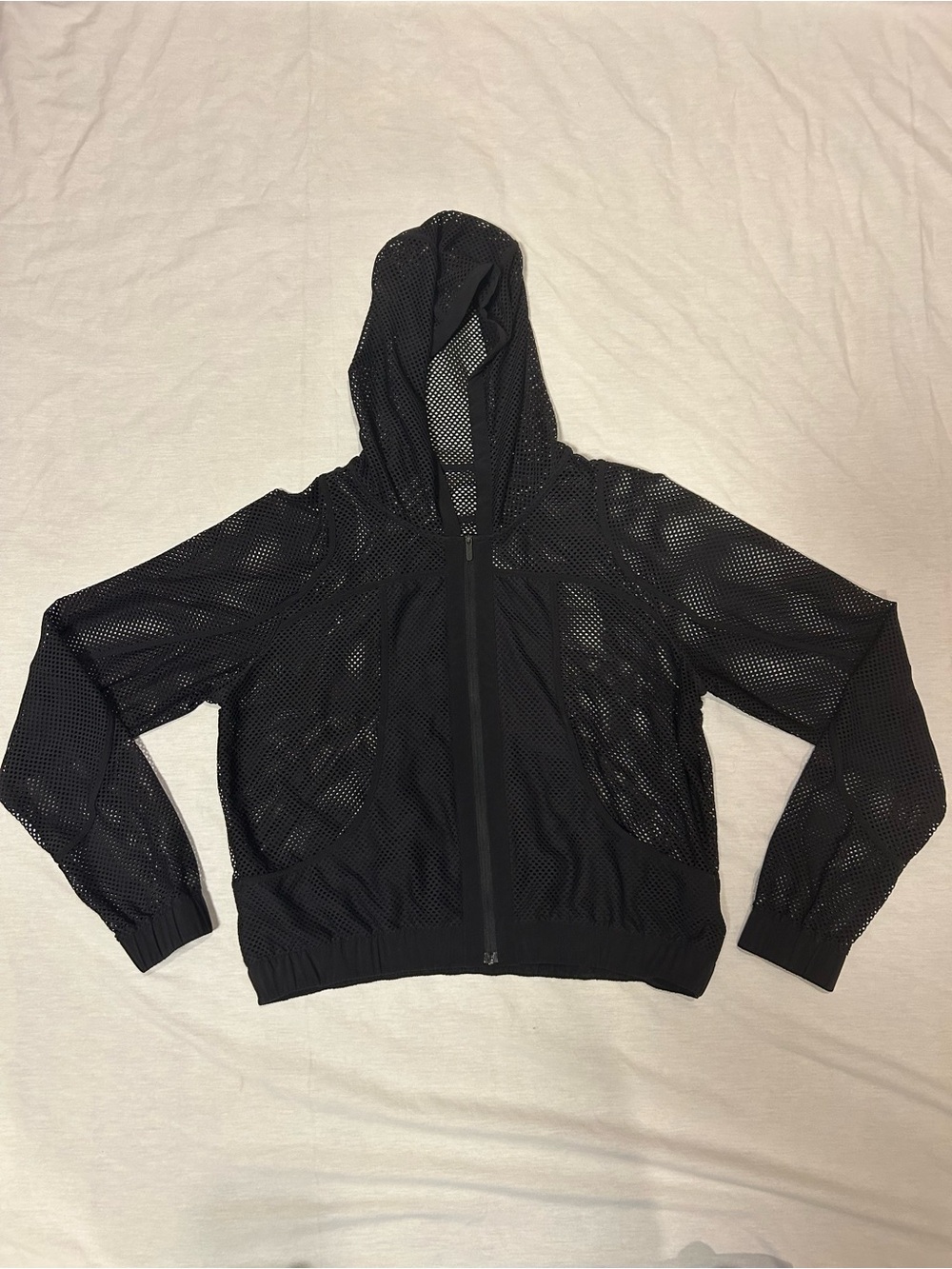 lululemon athletica Black Mesh Hooded Bomber Jacket SZ 6